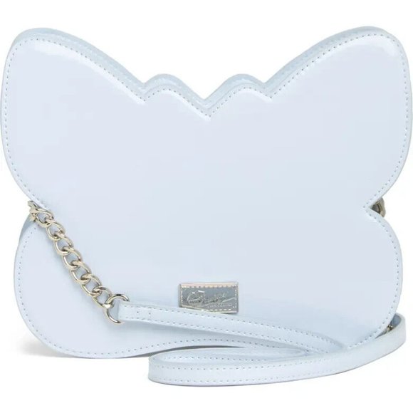 Betsey Johnson Kitsch Butterfly Medium Crossbody Bag Baby Blue Crystals - Picture 13 of 14
